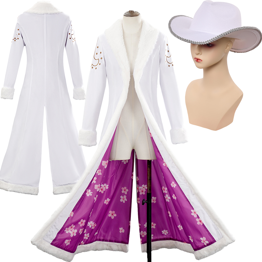 Anime Cosplay Nico Robin - Nico Robin Cosplay Beyaz Kostüm Ceket