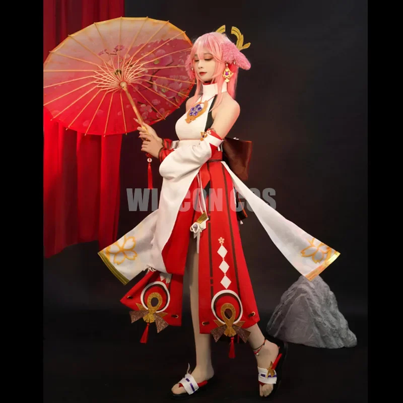 Cosplay Anime Yae Miko - ☆ SunlCos Miko Etki Kostüm Peruk