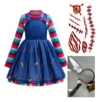 Anime Cosplay Toddler - Cadılar bayramı Chucky Cosplay Kostüm Çocuklar
