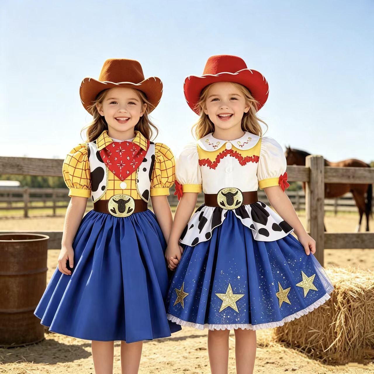 Anime Cosplay Toddler - 2026 Yeni Kızlar İnek Desenli Elbise