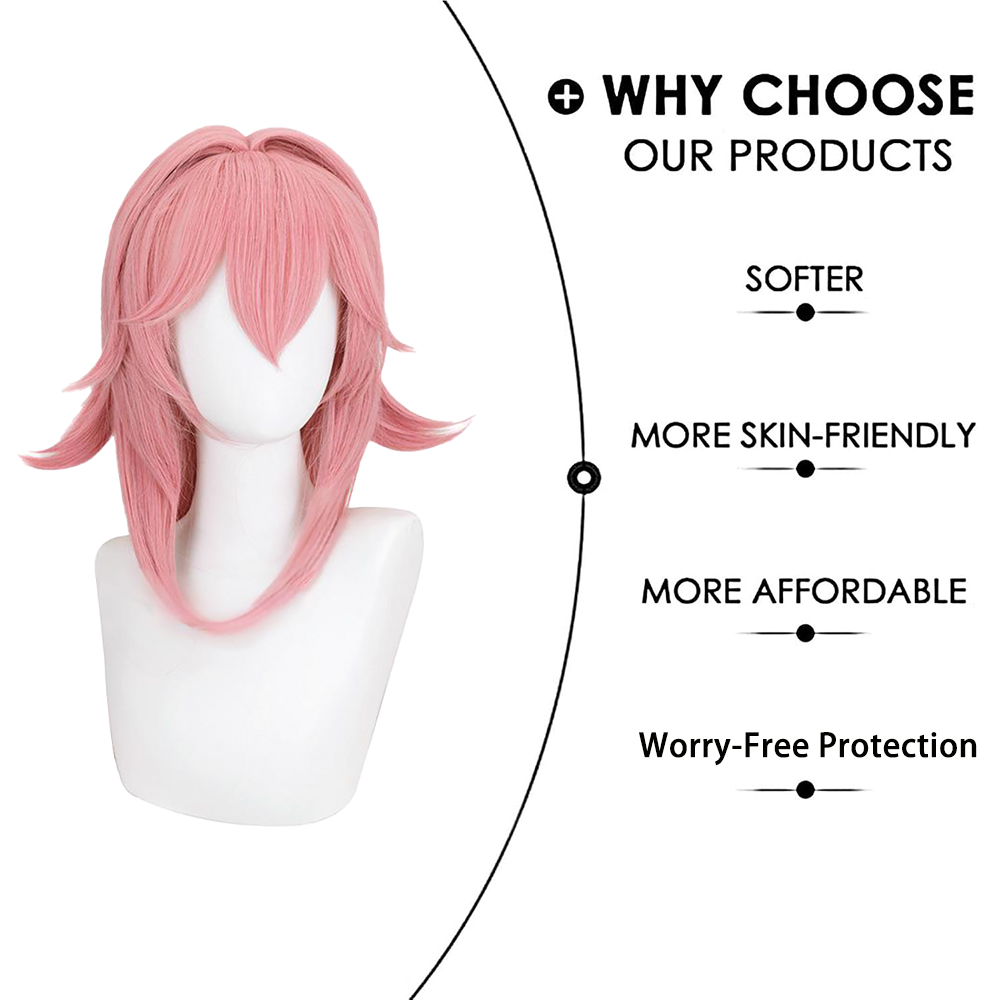 Yae Miko Cos Peruk Pembe Doğal - Cosplay Anime Yae Miko incelemesi ve fiyatı
