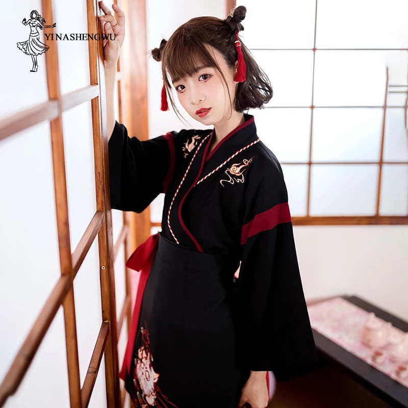 Japon elbise Kimono kadın siya - Demon Slayer Haori incelemesi ve fiyatı