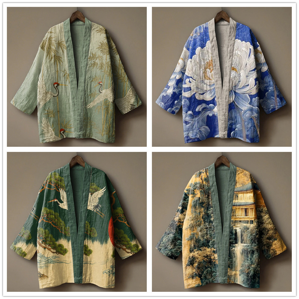 Japon Vinç Baskı Kimono Erkekl - Demon Slayer Haori incelemesi ve fiyatı